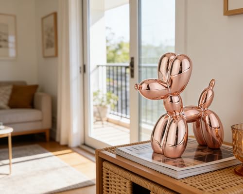 4 Inch Shiny Rosegold Balloon Dog Sculpture - color: Shiny Rose Gold