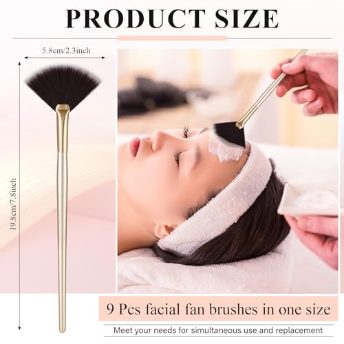 Maitys 9 Pieces Facial Fan Mask Brushes, Brown - color: Brown