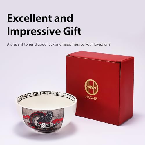 Hagary Dragon Rice Bowl Ceramic Bowl Japanese Korean Soup Bowl Pasta Salad Dessert Small Serving Bowl Housewarming Wedding Gifts Designed in Korea (No chopsticks) (Black, 10 oz – 1pc) - size: 10 oz – 1pc