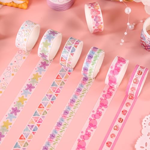 60 Rolls Washi Tape Set Aesthetic Decorative Masking Tape - color: Pink