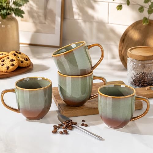 theterra Ceramic Coffee Mugs Set of 6, 12 oz Coffee Cups with Handle - color: Sage Umber, size: 12 OZ (Set of 6)