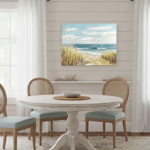 arttitue Coastal Canvas Wall Art Decor: Beach Ocean Picture Artwork Seascape Sea Scenery Painting Abstract Seaside Grass Seagull Print Decorations for Living Room Bedroom Office Home 36 x 24 Inches - color: Beach Path, size: 36"L x 24"W