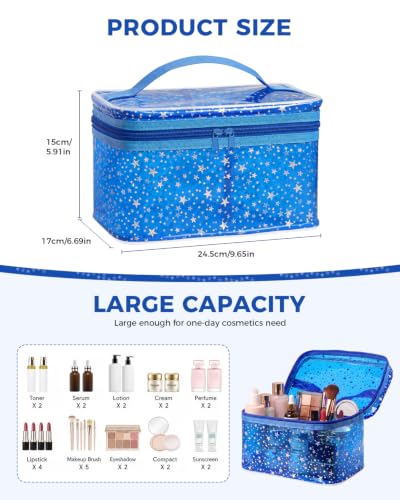 Star Clear Makeup Bag, Waterproof Travel Cosmetic Bag Toiletry bag,DarkBlue - color: Dark Blue