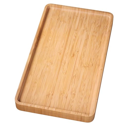 VERTORGAN Bamboo Serving Tray,13.8x7.9 Inch Trays,Home Decor(Natural) - color: Natural, size: 13.7" x 7.8" x 0.8"