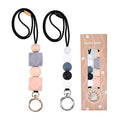 2PCS Teacher Lanyards for ID Badges and Keys, Cute Silicone Beaded Lanyard - color: Gold Silver-002