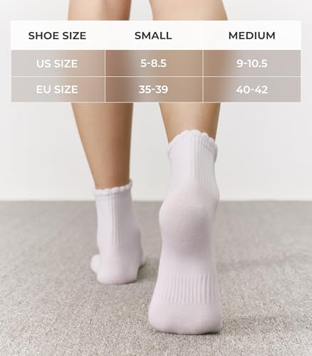 CS CELERSPORT Women's Mini Crew Ankle Socks with Scalloped Top,Pack of 6 - color: White, size: Small