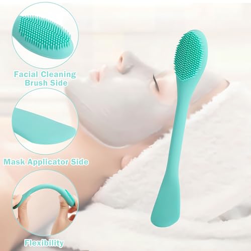 2 PCS Facial Cleansing Brush,2 in 1 Silicone Face Mask Brush for Exfoliating,Massaging,Remove Blackheads,Deep Pore Cleansing,DIY Mask
