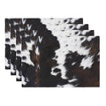 Cow Print Western Placemats Washable Table Placemat Set of 4 - color: Brown Black White, size: Set of 4