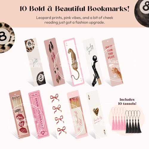 Kaciola Studio 10 PCS Sassy Bookmarks, Funny Bookmarks for Women, Double Sided Lucky Booklover Gifts, Cute Gifts for Romance Reader Friends Girls - color: Sassy