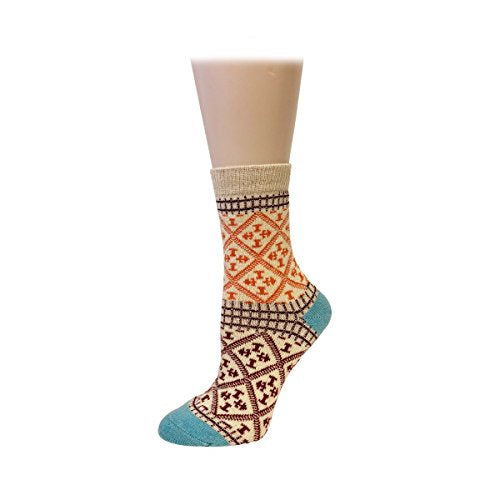 Bowbear Women’s 5-Pair Vintage Pattern Wool Socks - color: Emblem, size: 9-11