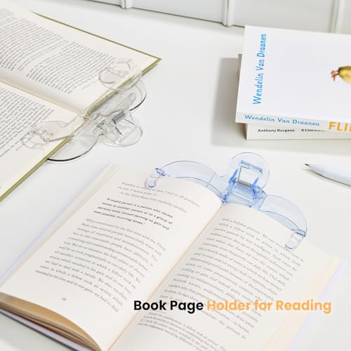 Transparent Book Page Holder for Reading, Large Book Clip, Light Blue - color: Blue