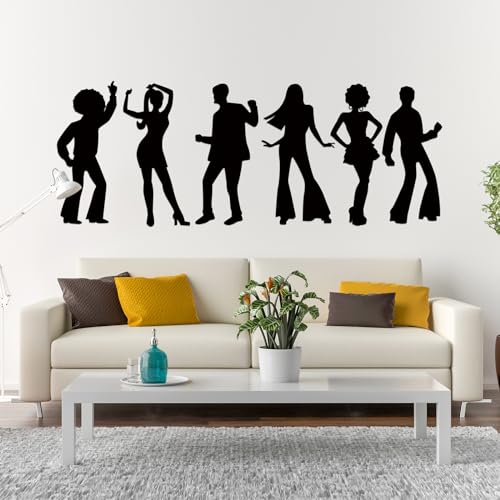 Motiskyy 12 Pcs Disco Silhouette Wall Decals, Retro PVC Removable,Disco