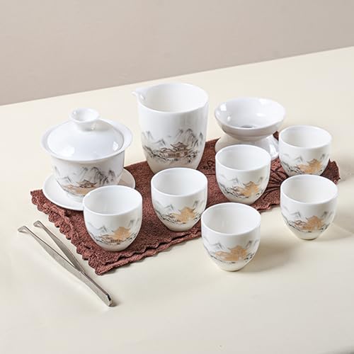 KEYDUACU Gaiwan Tea Set,Chinese Gongfu Tea Set,Portable for Adults,Home - style: Home-House
