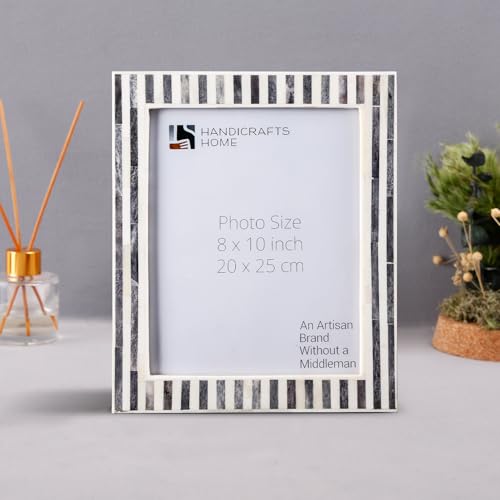 Handicrafts Home Handmade Neutral Bone Inlay Grey & White Picture Frame,6x4 - color: KAYALA-SAJE, size: 8X10