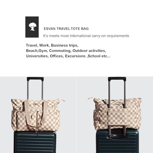 Weekender Bag Carry On Bag Overnight Tote Travel Duffle with 13 Pockets for Travel,Work，Gym,Beach,Teacher,Nurse - color: Corduroy grid