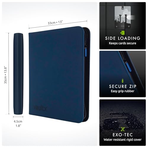 Vault X 12 Pocket Zip Trading Card Binder 480 Cards Exo-Tec (Blue) - color: Blue, size: 12 Pocket