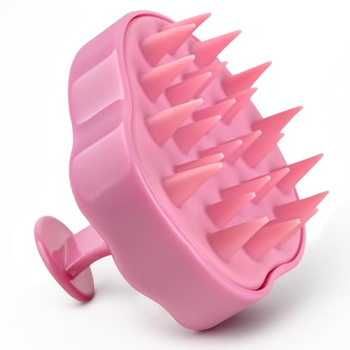 RELAXXO Scalp Massager Hair Growth – Exfoliator & Hair Scrubber for Scalp, Soft Bristles for Dandruff & Soothing Comfort, Shampoo Brush, Wet & Dry Use, Pink - color: Pink