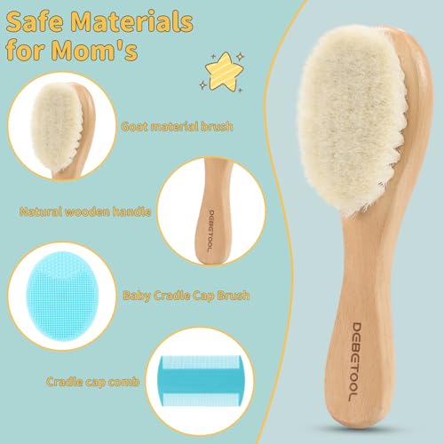 DEBETOOL 3-Piece Cradle Cap Brush Set with Comb & Baby Hair Brush