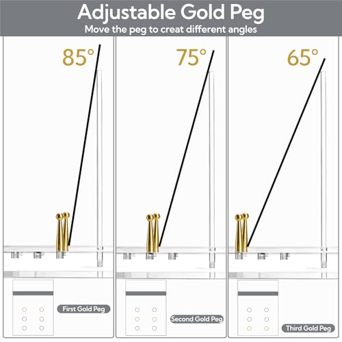 Acrylic Easel Display Stand, Adjustable Gold Peg