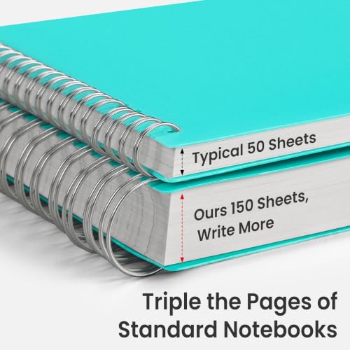 EMSHOI Lined Spiral Journal Notebook, 300 Pages, A4 Size (8.2'' x 11.2'') - color: Light Blue, size: A4