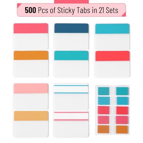 Mr. Pen- Sticky Index Tabs, 500 Pcs, 21 Sets, Colorful - color: Tropical
