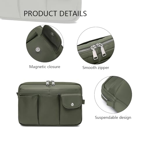 Pencil Holder Storage Bag for Women, Large Capacity Zippered Pencil Case with Multiple Pockets, Nylon Canvas Stationery Organizer for Office, Travel & Daily Use (Nylon,Army Green) - color: Army Green/Nylon