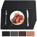 Black Halloween Vinyl Placemats Set of 6 Waterproof Table Mats - color: Black