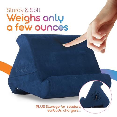 Flippy Original Tablet Pillow Stand & iPad Holder, Gift for Book Lovers & Readers, Multi-Angle Stand with Storage for Lap, Desk & Bed, Compatible with Kindle, Fire, iPad & Samsung, True Blue - color: True Blue 4.0