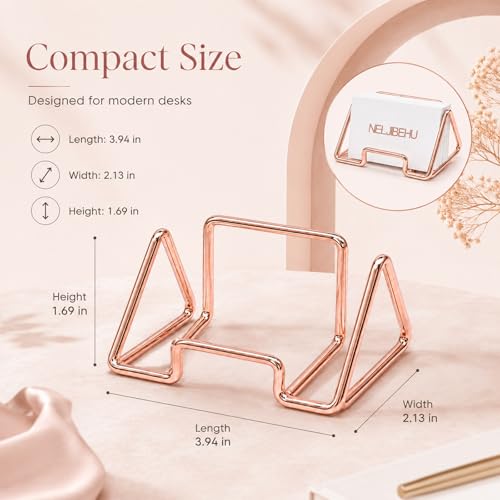Business Card Holder for Desk, Rose Gold Card Display Stand - color: rose gold