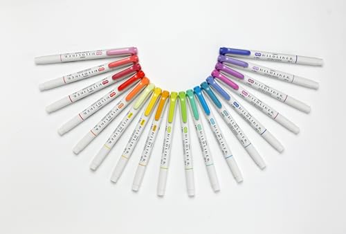 Zebra Pen Mildliner Double-Ended Highlighter Marker Set, Broad and Fine Point Tips, No Bleed, Ideal for Bible Highlighting Journaling, School and Office Supplies, 18 Assorted Colors, Pack of 18