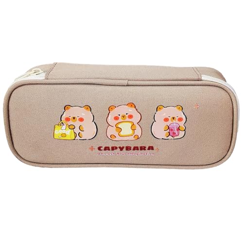 Capybara Pencil Case, Large Kawaii Pen Pouch for School and Office - style: 3 Figurines Capybara