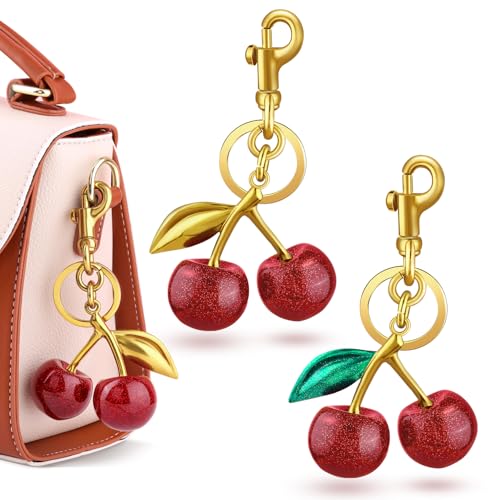 Cherry Bag Charm Cute Cherry Purse Charms Strawberry Keychain Best Gifts - color: A04 2pcs Cherry Charm