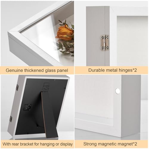 5x7 White Deep Shadow Box Picture Frame with HD Clear Glass - color: White, size: 5x7