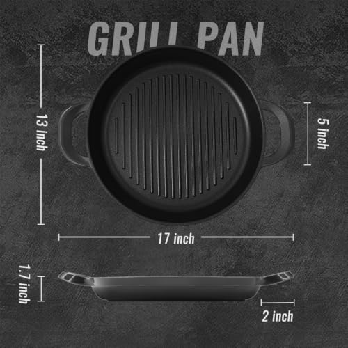 Vinchef 13in Nonstick Grill Pan with Lid