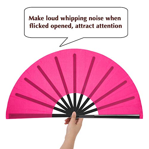 Maitys 2 Pack Foldable Fans for Rave Dancing,Pink,Simple Pattern - color: Pink, style: Simple Pattern
