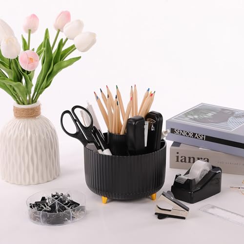SKYDUE Black Office Supplies with Pencil Holder,Desk Accessories 11PCS - color: Black