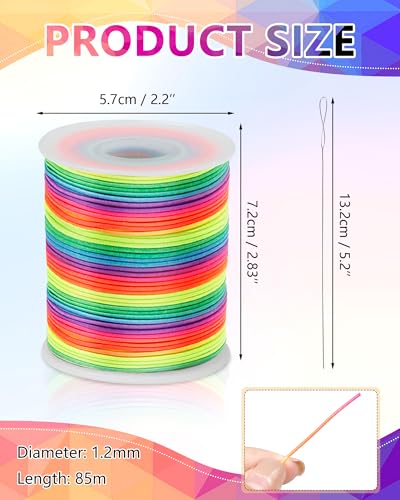FIVEIZERO 1.2mm Rainbow Elastic Bracelet String, 1 Roll, 279 Ft - size: 1.2MM, style: Colorful