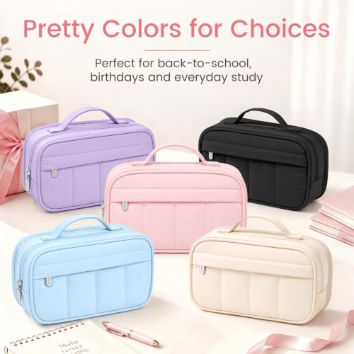 Sooez Pencil Case for Girls, Cute Large Capacity Pencil Pouch Pen Bag, Blue - color: Blue