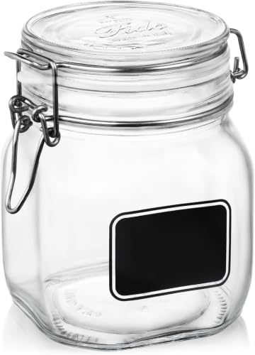 Bormiolio Rocco Clear Jar with Chalkboard, 25.3 Oz (Pack of 5) - size: 25.25 oz., Single Jar (Pack of 5)