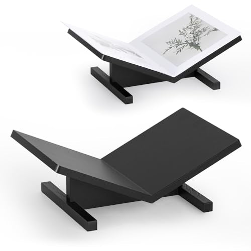 PUERSI Open Display Stand, Wooden Large Book Holder, Coffee Table Stand - color: One-piece-black