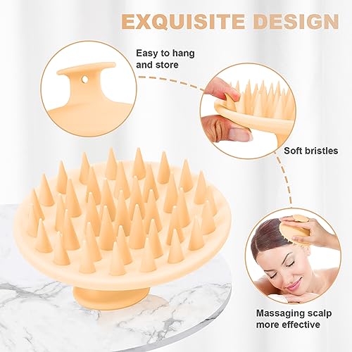 Meartchy Silicone Scalp Massager Shampoo Brush, Scalp Scrubber for Hair Growth (Salmon Pink) - color: Salmon Pink