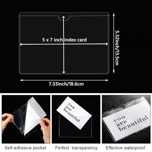 Chinco 30 Pcs Self Adhesive Clear Index Card Pockets,5 x 7 Inches - size: 5 x 7 Inches