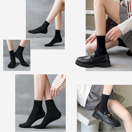 MAGIARTE Womens Mini Crew Cotton Socks,6 Pairs - color: Color#09 Black