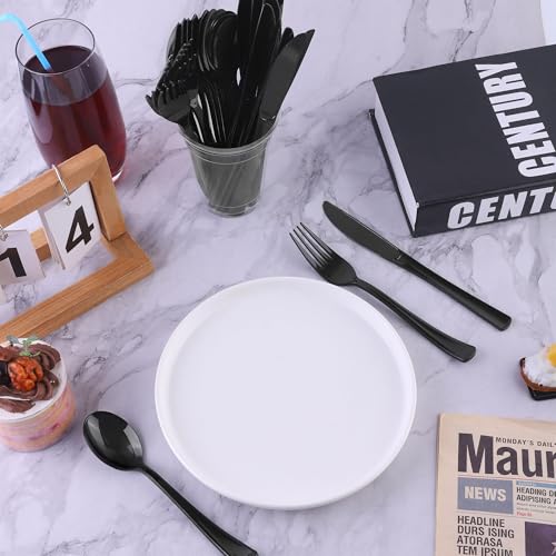 Kochorie 300 Pieces Black Plastic Silverware Heavy Duty Disposable Utensils - color: Black