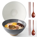 famiware Milkyway 54 oz Large Ramen Bowls Set of 2, White & Dark Gray - color: White & Dark Gray
