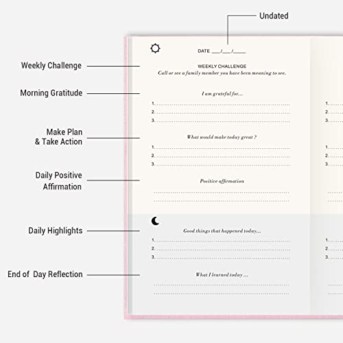The Gratitude Journal - Inspire Thankfulness, Mindfulness, Positivity, Happiness, Affirmation, Productivity & Self Care - Undated Daily Reflection & Gratitude Journal for Women & Men - Upgraded with - color: Pink