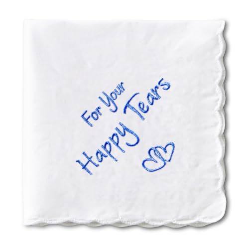 Wedding Handkerchief, Something Blue for Bride, Mother of the Bride Gift - color: Happy Tears