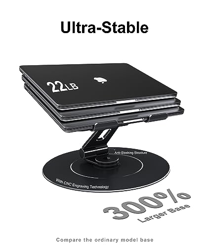 LOXP Ultra-Stable Laptop Stand for Desk with Larger Base - color: Glossy Black