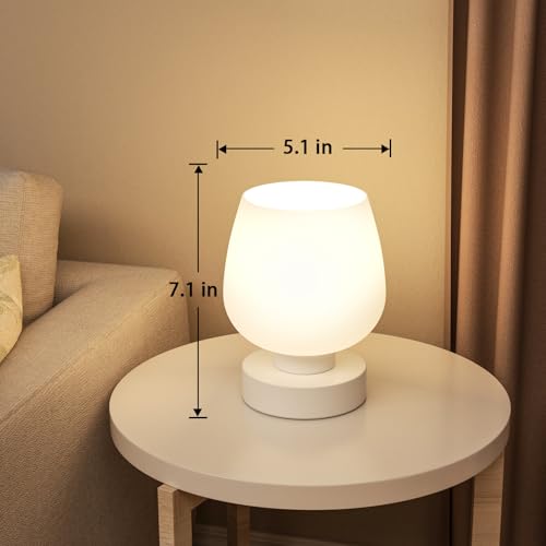 Seealle Small Touch Table Lamp for Nightstand, 3 Way Dimmable Bedside Lamp - color: White