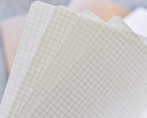 TWONE Travel Journal, 6 Pack Notebook Journal for Travelers Work School Writing Note Taking Kraft Brown Soft Cover A5 Notebooks 5.5” x 8.3”, 60 Square Grid Pages, 30 Sheets - style: Squared